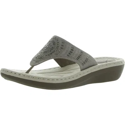 Cliffs By White Mountain Cienna Womens Embellished Faux Suede Thong Sandals In Multi