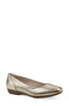 Cliffs By White Mountain Cindy Flat In Pale Gold Metallic Smooth