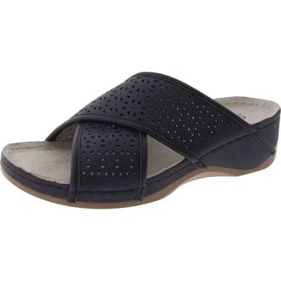 Cliffs By White Mountain Collet Womens Laser Cut Faux Suede Slide Sandals In Multi