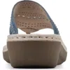 Cliffs By White Mountain Comate Wedge Sandal In Mid Blue Denim Fabric