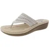 Cliffs By White Mountain Comate Womens Rhinestone Slip On Thong Sandals In White