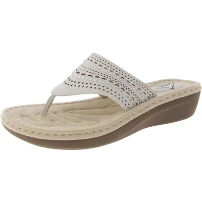 Cliffs By White Mountain Comate Womens Rhinestone Slip On Thong Sandals In White