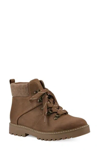 Cliffs By White Mountain Connie Lace-up Lug Sole Boot In Lt Brown/fabric
