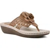 Cliffs By White Mountain Cynthia Thong Comfort Sandal In Tan/smooth