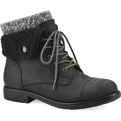 Cliffs By White Mountain Duena Faux Shearling Lined Lace-up Boot In New Black/ Fabric
