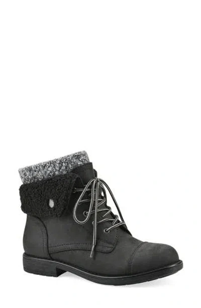 Cliffs By White Mountain Duena Faux Shearling Trimmed Hiking Boot In New Black/fabric