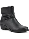 Cliffs By White Mountain Durbon Womens Faux Leather Round Toe Ankle Boots In Navy Smooth