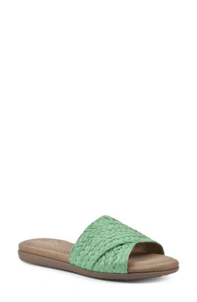 Cliffs By White Mountain Flawless Slide Sandal In Green/raffia