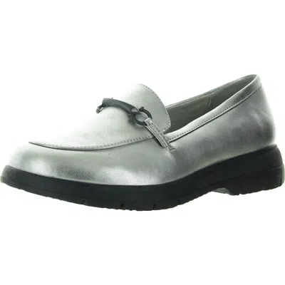 Cliffs By White Mountain Flow Womens Comfort Insole Faux Leather Loafers In Silver