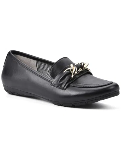 Cliffs By White Mountain Gainful Womens Faux Leather Slip-on Loafers In New Navy Smooth- Polyurethane
