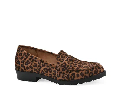 Cliffs By White Mountain Galah Penny Loafer In Brown Leopard Print