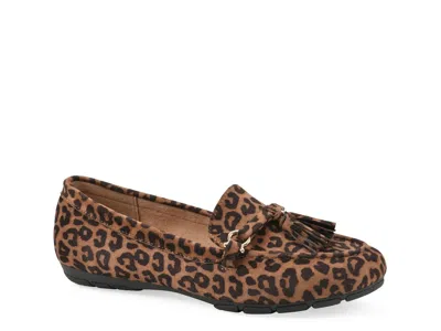 Cliffs By White Mountain Wide Width Gush Driving Loafer In Tan Leopard Print