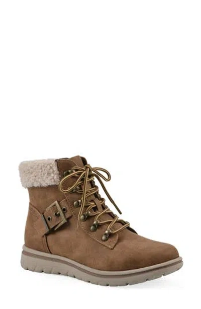 Cliffs By White Mountain Hadrian Faux Shearling Cuff Hiker Bootie In Brown