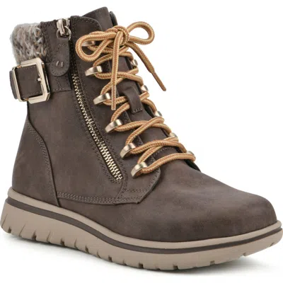 Cliffs By White Mountain Hearten Knit Collar Boot In Stone/fabric