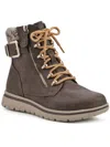 Cliffs By White Mountain Hearten Womens Faux Leather Combat & Lace-up Boots In Brown/fabric