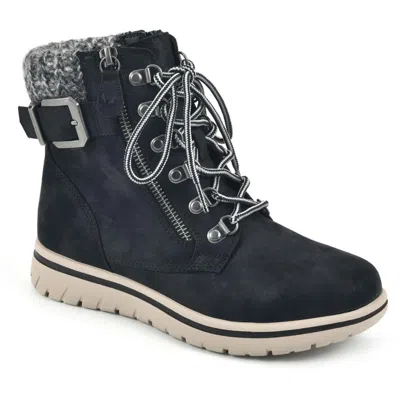 Cliffs By White Mountain Hearten Knit Collar Boot In Black/fabric