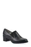 Cliffs By White Mountain Hunton Block Heel Loafer Pump In Black Smooth