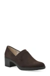 Cliffs By White Mountain Hunton Block Heel Loafer Pump In Dark Brown Suedette