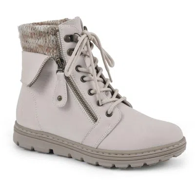 Cliffs By White Mountain Kaylee Womens Faux Leather Zipper Ankle Boots In White