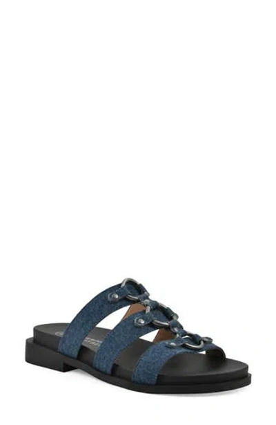 Cliffs By White Mountain Koala Slide Sandal In Denim Blue Fabric