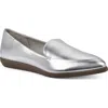 Cliffs By White Mountain Mint Pointed Toe Loafer In Silver/metallic