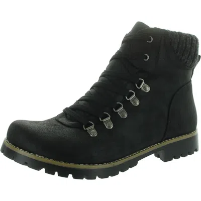 Cliffs By White Mountain Primed Womens Mixed Media Faux Suede Combat & Lace-up Boots In Black