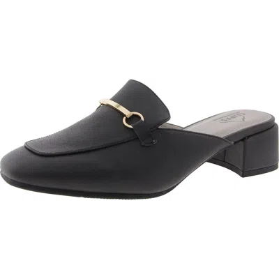 Cliffs By White Mountain Quin Womens Embellished Faux Leather Loafer Heels In Black Grainy- Polyurethane