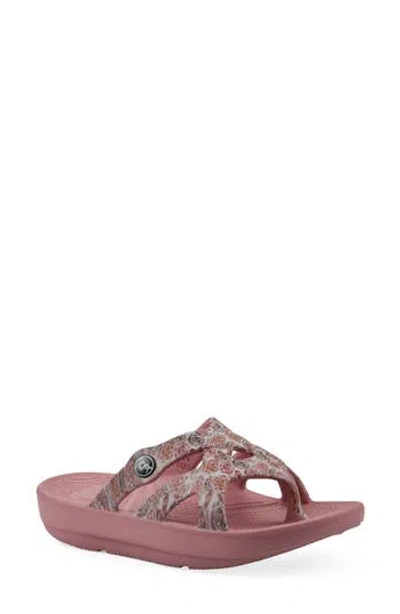 Cliffs By White Mountain Rip Foam Slide Sandal In Blush Floral Print