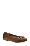 Cliffs By White Mountain Sashimi Embellished Bow Flat In Bronze Shimmer Fabric