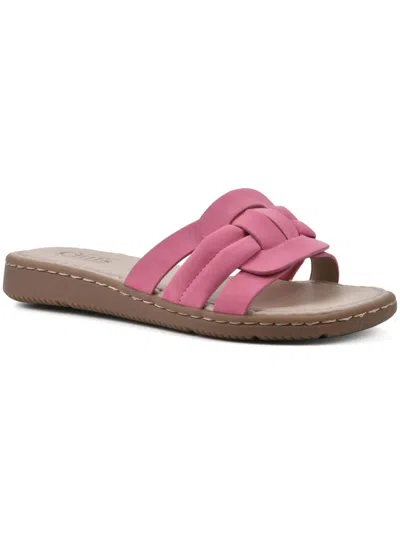 Cliffs By White Mountain Squarely Womens Faux Suede Dressy Slide Sandals In Pink