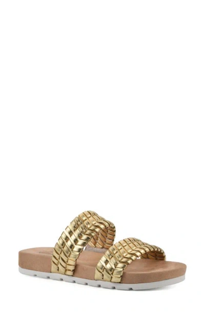 Cliffs By White Mountain Tahnkful Weave Strap Sandal In Gold/metallic/smooth