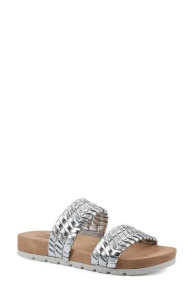Cliffs By White Mountain Tahnkful Weave Strap Sandal In Silver/ Metallic/ Smooth