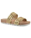 Cliffs By White Mountain Tahnkful Weave Strap Sandal In Gold Metallic Smooth