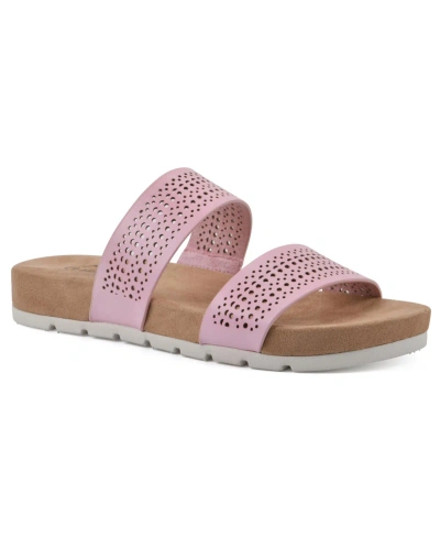 Cliffs By White Mountain Thrilled Slide Sandal In Pink Burnished Smooth