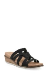 Cliffs By White Mountain Tinisha Wedge Sandal In Black Embossed