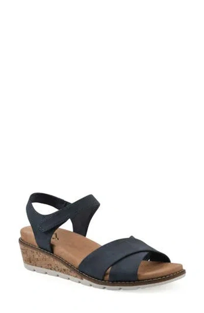 Cliffs By White Mountain Tinna Wedge Sandal In Navy Nubuck
