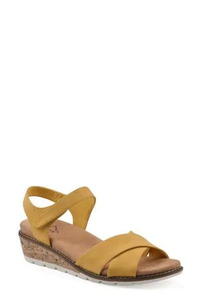 Cliffs By White Mountain Tinna Wedge Sandal In Yellow Nubuck