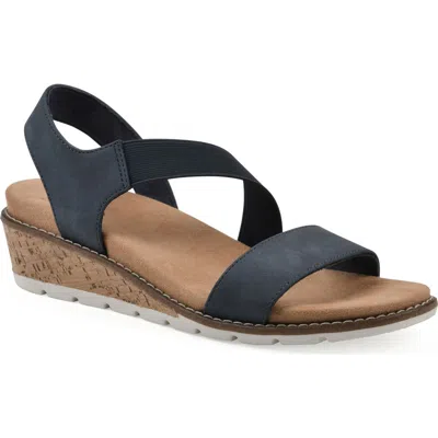 Cliffs By White Mountain Tinnley Wedge Sandal In Navy Nubuck