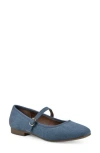 Cliffs By White Mountain Boch Mary Jane Flat In Denim Blue Fabric