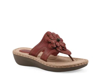 Cliffs By White Mountain Cashlyn Floral Mini Wedge Sandal In Brown