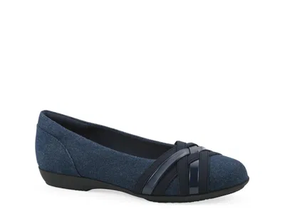 Cliffs By White Mountain Wide Width Chic Ballet Flat In Blue