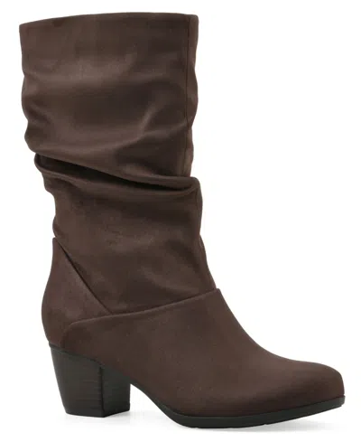 Cliffs By White Mountain Women's Angelie Mid Shaft Boot In Dark Brown Fabric