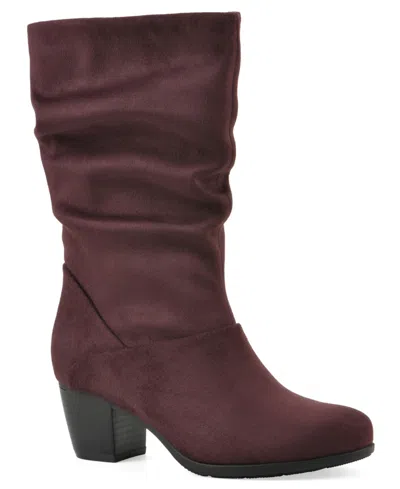 Cliffs By White Mountain Women's Angelie Mid Shaft Boot In Dark Burgundy Fabric