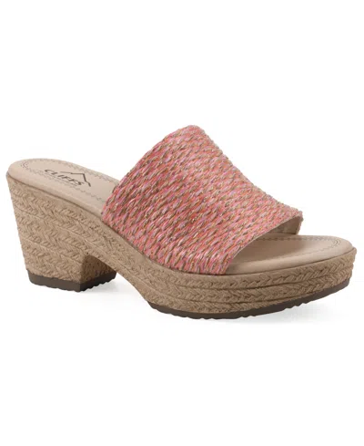 Cliffs By White Mountain Women's Biancia Wedge Slip-on Sandals In Pink