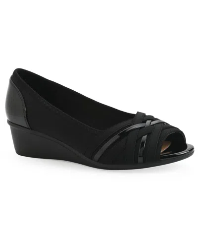 Cliffs By White Mountain Women's Boldest Peep Toe Wedges In Black
