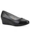 Cliffs By White Mountain Bolivia Cap Toe Wedge Pump In Black Smooth