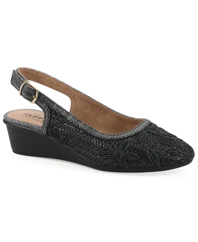 Cliffs By White Mountain Women's Boris Slingback Wedges In Black