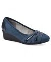 Cliffs By White Mountain Bowie Wedge Pump In Dark Blue Denim Fabric