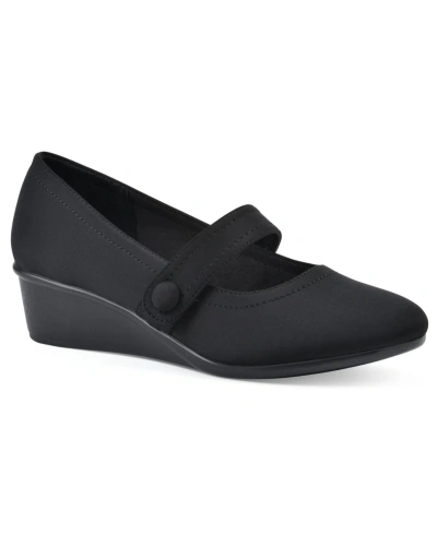 Cliffs By White Mountain Women's Brightly Mary-jane Style Wedge In Black Nylon