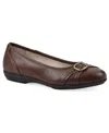 Cliffs By White Mountain Calming Buckle Strap Flat In Brown Burnished Smooth